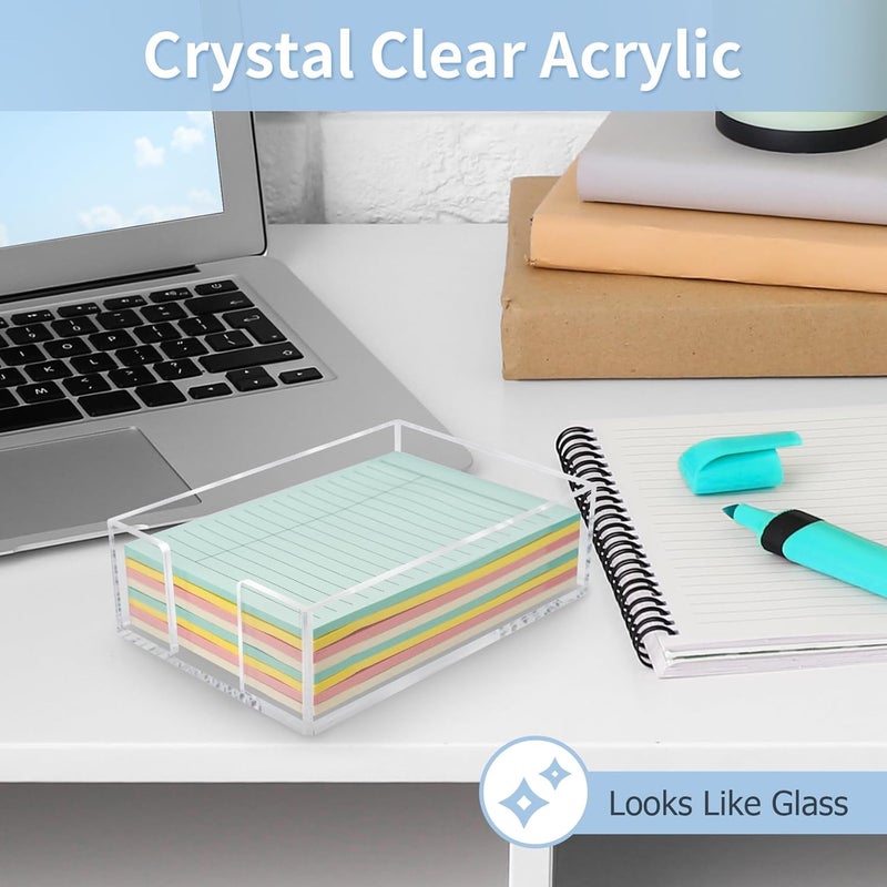 Tecreddy Acrylic Sticky Note Holder, 4 x 6 Crystal Clear Sticky Note Dispenser Acrylic Notepad Holder for School Home Office Desk Organization - Image 4